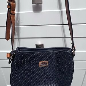 Navy Blue Woven Crossbody Bag